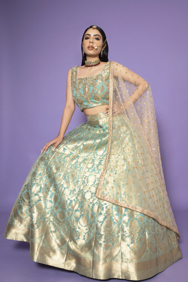 MUTED GREEN LEHENGA - SURAMYA