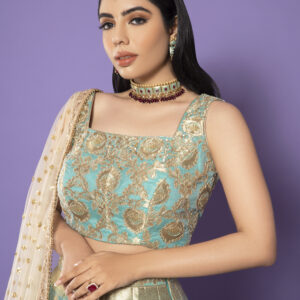 MUTED GREEN LEHENGA - SURAMYA - Image 2